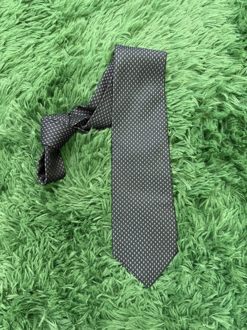 Brooks Brothers Makers Men's Navy Blue & Pink Microdot All Silk Necktie
